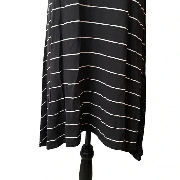 Alembika Polka Dot Stripe Mixed Media Tunic Top Black White Sleeveless Sz 2 / M - Picture 3 of 13